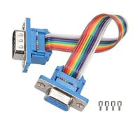 sourcing map IDC Serial Cable Rainbow Wire Flat Ribbon Cable DB9 Male to DB9 Female 3.9 Inch Length 2.54mm Pitch Breadboard Jumper Wires for Electronic Projects