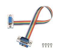 sourcing map IDC Serial Cable Rainbow Wire Flat Ribbon Cable DB9 Male to DB9 Female 8 Inch Length 2.54mm Pitch Breadboard Jumper Wires for Electronic Projects