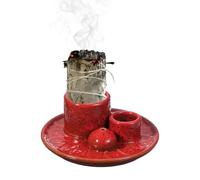 sourcing map Incense Burner, 4 in 1 Ceramic Incense Holder Santo Holder Ash Catcher & Candle Holder Decorative Bowl for Meditation Stick Aromatherapy Yoga, Red