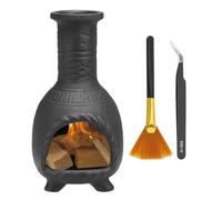 sourcing map Incense Burner, Ceramic Incense Holder Santo Holder Ash Catcher with Cleaning Brush Tweezer Decorative Bowl for Meditation Stick Aromatherapy Yoga, Large Black