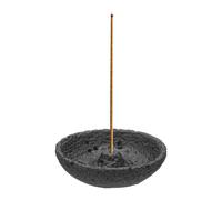 sourcing map Incense Holder, Cement Incense Burner Holder for Sticks Handmade Censer Ash Catcher Bowl with Stick Hole and Gift Box Packaging for Meditation Yoga Office Home Decor, Black