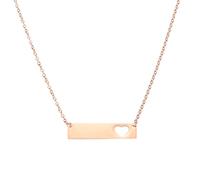 sourcing map Initial Bar Pendant Necklace, Stainless Steel Rectangle Blank Pendant Necklace, Heart Bar Charm for Woman Gifts Jewelry, Rose Gold