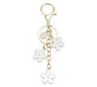 sourcing map Initial Letter Keychain, Cute Flower Keychain Alphabet A Letter Charm for Women Girls Key Purse Handbag Backpack (White, Pack of 1)