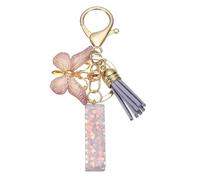 sourcing map Initial Letter Keychain, Cute Tassel Butterfly Keychain Alphabet I Letter Charm for Women Girls Key Purse Handbag Backpack (Purple, Pack of 1)