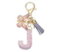 sourcing map Initial Letter Keychain, Cute Tassel Butterfly Keychain Alphabet J Letter Charm for Women Girls Key Purse Handbag Backpack (Purple, Pack of 1)