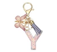 sourcing map Initial Letter Keychain, Cute Tassel Butterfly Keychain Alphabet Y Letter Charm for Women Girls Key Purse Handbag Backpack (Purple, Pack of 1)