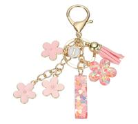 sourcing map Initial Letter Keychain, Cute Tassel Cherry Blossom Keychain Alphabet I Letter Charm with Flower Pendant for Women Girls Key Purse Handbag Backpack (Pink, Pack of 1)