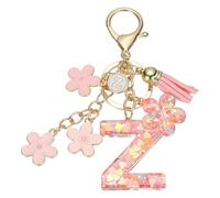 sourcing map Initial Letter Keychain, Cute Tassel Cherry Blossom Keychain Alphabet Z Letter Charm with Flower Pendant for Women Girls Key Purse Handbag Backpack (Pink, Pack of 1)