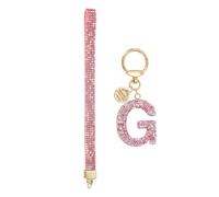 sourcing map Initial Letter Keychain for Women, Rhinestone Alphabet G Key Chain Sparkly Keychain Charm with Heart for Backpack Handbag Car Key Accessories Lanyard, Pink