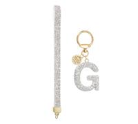sourcing map Initial Letter Keychain for Women, Rhinestone Alphabet G Key Chain Sparkly Keychain Charm with Heart for Backpack Handbag Car Key Accessories Lanyard, White