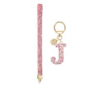 sourcing map Initial Letter Keychain for Women, Rhinestone Alphabet J Key Chain Sparkly Keychain Charm with Heart for Backpack Handbag Car Key Accessories Lanyard, Pink