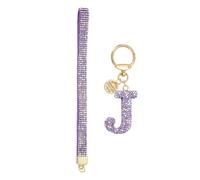 sourcing map Initial Letter Keychain for Women, Rhinestone Alphabet J Key Chain Sparkly Keychain Charm with Heart for Backpack Handbag Car Key Accessories Lanyard, Purple