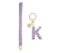 sourcing map Initial Letter Keychain for Women, Rhinestone Alphabet K Key Chain Sparkly Keychain Charm with Heart for Backpack Handbag Car Key Accessories Lanyard, Purple