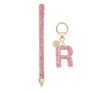 sourcing map Initial Letter Keychain for Women, Rhinestone Alphabet R Key Chain Sparkly Keychain Charm with Heart for Backpack Handbag Car Key Accessories Lanyard, Pink