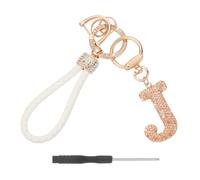 sourcing map Initial Letter Keychain (Letter J) - Initial Wristlet Key Chain PU Leather Keyring Wrist Lanyard Key Rings for Men Women Handbag Backpack Decor Party Gift, Champagne