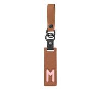 sourcing map Initial Letter Keychain - PU Leather Two-tone Splicing Alphabet Women Key Chain for Bag Backpack Handbag Purse Car Keys, Brown (Letter-M)