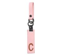sourcing map Initial Letter Keychain - PU Leather Two-tone Splicing Alphabet Women Key Chain for Bag Backpack Handbag Purse Car Keys, Pink (Letter-C)