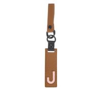 sourcing map Initial Letter Keychain - PU Leather Two-tone Splicing Alphabet Women Key Chain for Bag Backpack Handbag Purse Car Keys, Brown (Letter-J)