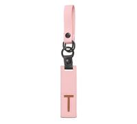 sourcing map Initial Letter Keychain - PU Leather Two-tone Splicing Alphabet Women Key Chain for Bag Backpack Handbag Purse Car Keys, Pink (Letter-T)