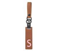 sourcing map Initial Letter Keychain - PU Leather Two-tone Splicing Alphabet Women Key Chain for Bag Backpack Handbag Purse Car Keys, Brown (Letter-S)
