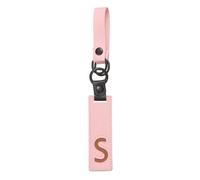 sourcing map Initial Letter Keychain - PU Leather Two-tone Splicing Alphabet Women Key Chain for Bag Backpack Handbag Purse Car Keys, Pink (Letter-S)