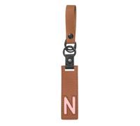 sourcing map Initial Letter Keychain - PU Leather Two-tone Splicing Alphabet Women Key Chain for Bag Backpack Handbag Purse Car Keys, Brown (Letter-N)