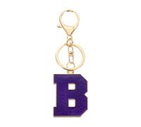 sourcing map Initial Letter Keychain, Purple A-Z Alphabet Keyring A-Z Letter, Personalized Metal Key Chain for Women Men Gift Purse Handbags Car Key Rings (B)