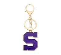 sourcing map Initial Letter Keychain, Purple A-Z Alphabet Keyring A-Z Letter, Personalized Metal Key Chain for Women Men Gift Purse Handbags Car Key Rings (S)