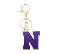 sourcing map Initial Letter Keychain, Purple A-Z Alphabet Keyring A-Z Letter, Personalized Metal Key Chain for Women Men Gift Purse Handbags Car Key Rings (N)