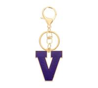 sourcing map Initial Letter Keychain, Purple A-Z Alphabet Keyring A-Z Letter, Personalized Metal Key Chain for Women Men Gift Purse Handbags Car Key Rings (V)