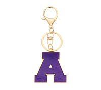 sourcing map Initial Letter Keychain, Purple A-Z Alphabet Keyring A-Z Letter, Personalized Metal Key Chain for Women Men Gift Purse Handbags Car Key Ring (A)