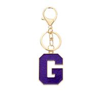 sourcing map Initial Letter Keychain, Purple A-Z Alphabet Keyring A-Z Letter, Personalized Metal Key Chain for Women Men Gift Purse Handbags Car Key Rings (G)