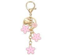 sourcing map Initial Letter Keychain with Love You Heart, Cute Flower Keychain Charm for Women Letter Key Chain Charms for Backpack Purse Handbag Car Key, Alphabet B (Pink)