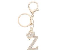 sourcing map Initial Letter Keychains, Pendant Key Chain Keyring Holder Car Bags Charm Accessory, Purse Handbag Backpack Bling Rhinestones for Women, Gold-Z
