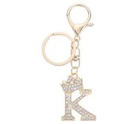 sourcing map Initial Letter Keychains, Pendant Key Chain Keyring Holder Car Bags Charm Accessory, Purse Handbag Backpack Bling Rhinestones for Women, Gold-K