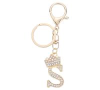 sourcing map Initial Letter Keychains, Pendant Key Chain Keyring Holder Car Bags Charm Accessory, Purse Handbag Backpack Bling Rhinestones for Women, Gold-S