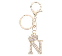 sourcing map Initial Letter Keychains, Pendant Key Chain Keyring Holder Car Bags Charm Accessory, Purse Handbag Backpack Bling Rhinestones for Women, Gold-N