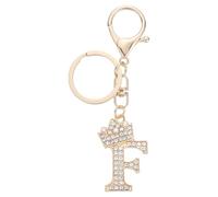 sourcing map Initial Letter Keychains, Pendant Key Chain Keyring Holder Car Bags Charm Accessory, Purse Handbag Backpack Bling Rhinestones for Women, Gold-F