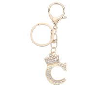 sourcing map Initial Letter Keychains, Pendant Key Chain Keyring Holder Car Bags Charm Accessory, Purse Handbag Backpack Bling Rhinestones for Women, Gold-C