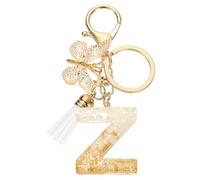 sourcing map Initial Letter Keychains, Resin Cute Butterfly Tassel Pendant Accessory for Women, Alphabet Key Ring for Purse Handbags Backpack, Gold-Z