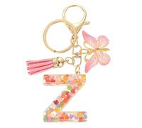 sourcing map Initial Letter Keychains, Resin Cute Butterfly Tassel Pendant Accessory for Women, Alphabet Key Ring for Purse Handbags Backpack, Pink-Z