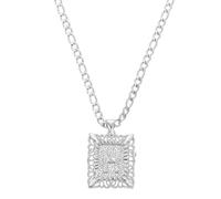 sourcing map Initial Letter Pendant Necklace for Men Women, 20 Inch Stainless Steel Plated Square Capital Alphabet Pendant Chain Necklace (Silver, Letter H)