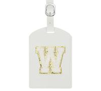 sourcing map Initial Luggage Tag, PU Leather Embroidered Letter Luggage Tags Suitcases ID Bag Label Privacy Protection Travel Accessories for Suitcase Handbags Family Travel (White W)