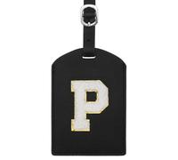 sourcing map Initial Luggage Tag, PU Leather Embroidered Letter Luggage Tags Suitcases ID Bag Label Privacy Protection Travel Accessories for Suitcase Handbags Family Travel (Black P)