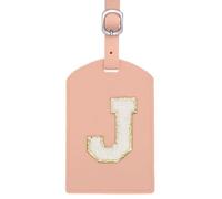 sourcing map Initial Luggage Tag, PU Leather Embroidered Letter Luggage Tags Suitcases ID Bag Label Privacy Protection Travel Accessories for Suitcase Handbags Family Travel (Pink J)