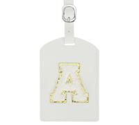 sourcing map Initial Luggage Tag, PU Leather Embroidered Letter Luggage Tags Suitcases ID Bag Label Privacy Protection Travel Accessories for Suitcase Handbags Family Travel (White A)