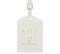 sourcing map Initial Luggage Tag, PU Leather Embroidered Letter Luggage Tags Suitcases ID Bag Label Privacy Protection Travel Accessories for Suitcase Handbags Family Travel (White H)