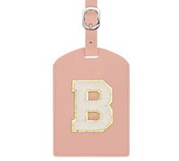 sourcing map Initial Luggage Tag, PU Leather Embroidered Letter Luggage Tags Suitcases ID Bag Label Privacy Protection Travel Accessories for Suitcase Handbags Family Travel (Pink B)