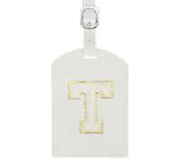 sourcing map Initial Luggage Tag, PU Leather Embroidered Letter Luggage Tags Suitcases ID Bag Label Privacy Protection Travel Accessories for Suitcase Handbags Family Travel (White T)