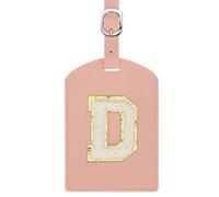 sourcing map Initial Luggage Tag, PU Leather Embroidered Letter Luggage Tags Suitcases ID Bag Label Privacy Protection Travel Accessories for Suitcase Handbags Family Travel (Pink D)